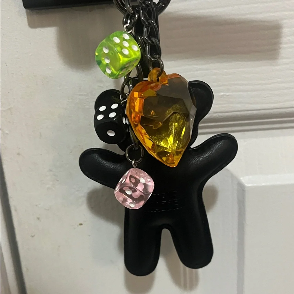 Steve Madden Black bag charm with Orange and Pink Charms - Picture 3 of 3